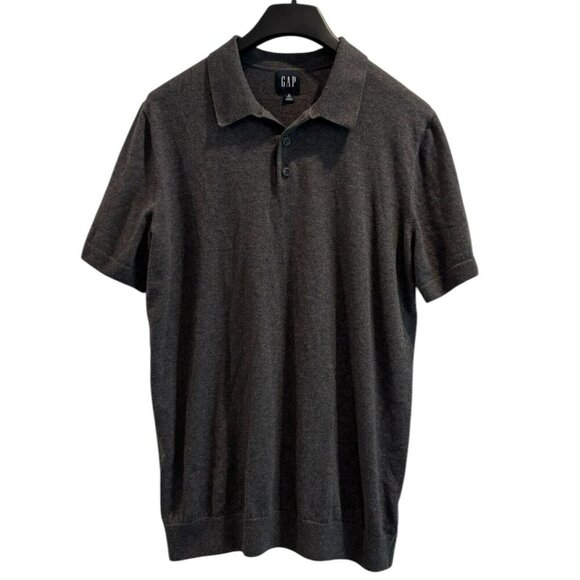 GAP Men’s Polo Shirt M Tall Charcoal Gray Short Sleeve Knit Cotton Blend Classic - Picture 1 of 4
